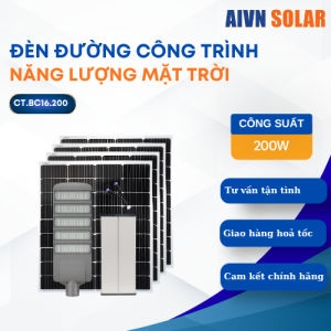 Đèn Đường Công Trình Năng Lượng Mặt Trời 200W Chống Nước CT.BC16.200