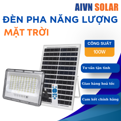 Đèn Pha Năng Lượng Mặt Trời AIVN Solar 100W DP12.100